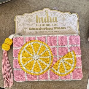 Pink and Yellow Beaded Pouch